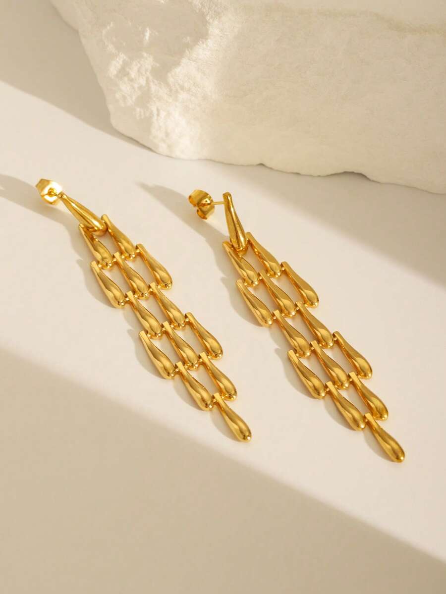 1 paire de boucles d'oreilles goutte d'eau corail plaquées or 18 carats en acier inoxydable, convenant pour le port quotidien, les fêtes, les mariages, les vacances. Un cadeau de bijoux.