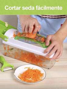 12 Piezas Cortador de verduras y frutas multifuncional rallador pelador picadoriuego de cocina - Verde - Ver 10