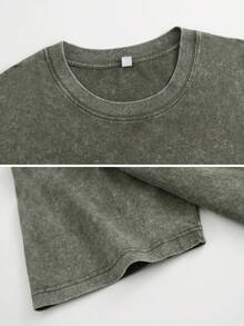 Women's Loose-Fitting Cotton Summer T-Shirt, Dark Sleeve Graphic With Retro Japanese Lettering, Lightweight Men's T-Shirt For Urban Outings And Meetings - 綠色 02 - 查看 4