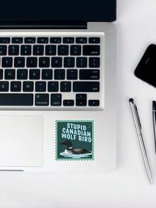 Stupid Canadian Wolf Bird Waterproof Sticker - Funny Hockey Romance Bookish Decal, Laptop & Water Bottle Aesthetic Sticker,Stupid Canadian Wolf Bird Loon Decal For Hockey Romance Fans & Book Lovers, Waterproof Vinyl - Multicolor - View 5