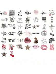 50pcs Silver-Tone "Silver Lucky Girl" Sticker Set For Notebook, Helmet, Etc. - Multicolor - View 5