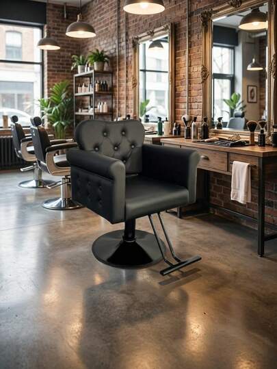 Silla de Salón para Estilista, Silla de Barbería con Bomba Hidráulica Ajustable en Altura, Giratoria 360 Grados con Bloqueo, Espuma de Alta Densidad y Cuero PU para Belleza, Peso Máximo de Carga 330 Lbs