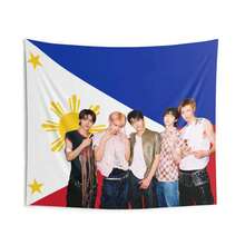 Kpop  Philippines Flag Tapestry - Indoor Wall Tapestries, Room Decor, Home Wall Art, Kpop Fans Gift,Kpop Lover Decoration, Merch - 1PC - Xem 2
