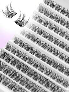 Waloshow 1 Box 110pcs Brown D Curl Thick Lash Individual Eyelash Extensions, Create Natural Or Dramatic Makeup Effect, DIY Lash At Home, Eyelash Cluster, Individual False Lashes - Black - View 3