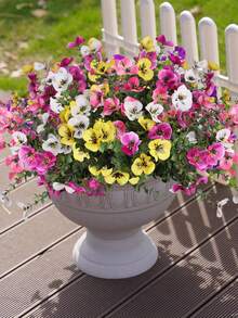 8 Stück/Set künstliche gemischte Farben Stiefmütterchen, Prunkwinde und Mini-Blumenstrauß in Gelb, Lila, Weiß und Rosa. Material: PE. Realistische künstliche Blumen. Lebensechte Pflanzen. - Verschiedenfarbig - Übersicht 6