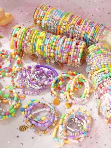 22/34pcs Cute Easter Theme Multilayer Polymer Clay Charm Bracelets Set | With Easter Egg & Bunny Charms, Perfect For Women Men Daily & Party Wear Festive Celebrations All-Season - Mix Color - View 2