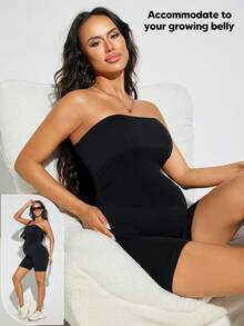 Women's Solid Color Minimalist Bandeau Bodysuit - Black - View 4