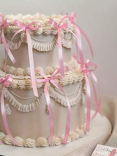 10pcs Pink Bow Knot Cake Decorations,DIY Bowknot Cake Decor Supplies,Birthday Party Decor,Wedding Accessories,Anniversary Birthday Wedding Cake Decor,Holiday Gift Decor,Baking Cake Dessert Bow Toppers,Party Favor,Birthday Party Table Decor,Cake Decorating Supplies