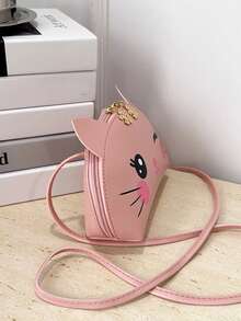 1pc Girl's PU Leather Zipper Closure Cute Cartoon Cat Youth Small Crossbody Bag, Suitable For Daily Use - Cat - View 8