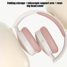 Wireless Over-Ear Bluetooth Headphones, Deep Bass Wireless Headphones With Mic, Noise Isolating, Lightweight Folding HiFi Stereo Headset For Travel/Tablet/PC/Home - 粉色 - 查看 9