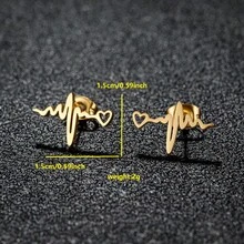 1 Paar modische herzförmige gewellte Ohrstecker, schwarze Edelstahl Herzschlag Stethoskop Ohrstecker, geeignet als Geschenk für Ärztinnen und Krankenschwestern - GED020 - Übersicht 13