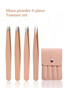 4Pcs Tweezers Set With Travel Case, Great Precision Upgrade Professional Anti-Rust Alloy Tweezers For Women & Men Multi-Purpose As Eyebrows Facial Hair Ingrown Hair Removal - Multicolor - View 12