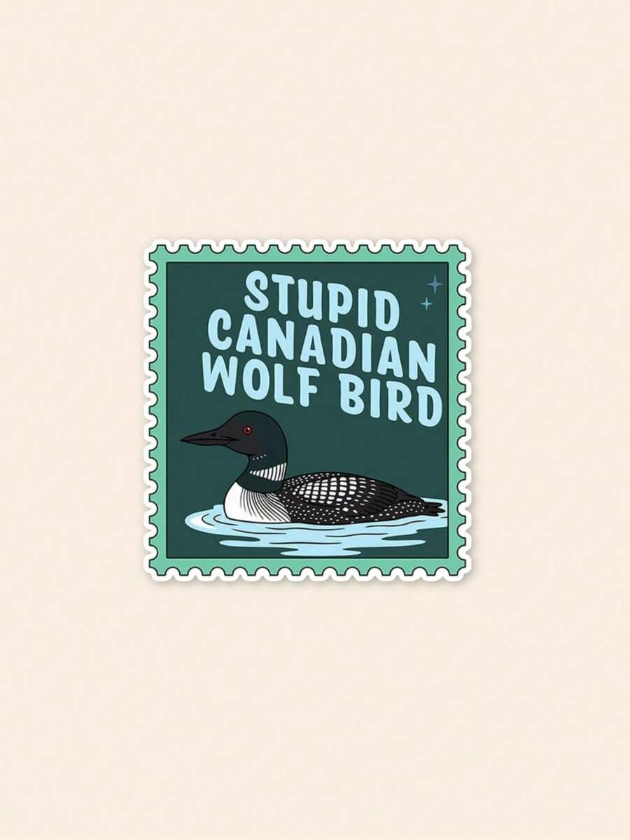 Stupid Canadian Wolf Bird Waterproof Sticker - Funny Hockey Romance Bookish Decal, Laptop & Water Bottle Aesthetic Sticker,Stupid Canadian Wolf Bird Loon Decal For Hockey Romance Fans & Book Lovers, Waterproof Vinyl - Multicolor - View 1