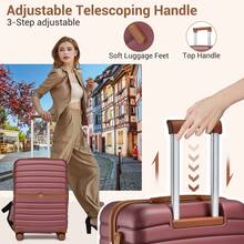 Suitcase 20 24 28 Inch Cabin Carry On Check In ABS PC Hard Shell Spinner Wheels Lock Small Medium Large Travel Luggage Set For Holiday Family - 酒紅色 - 查看 7