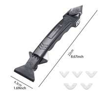 5合1硅胶刮刀密封胶抹平工具套装，可用于去除填缝剂、抛光、灌浆、地板霉菌去除等手动工具，男士适用 - 黑色 - 查看 11