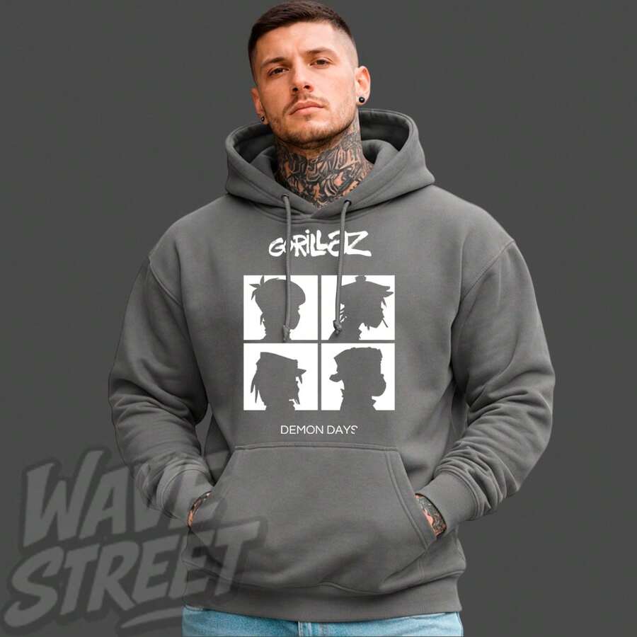 Basic Comfortable Sweatshirt For Everyday Wear  Monkeys Animals Animated Clip Music Famous International National Urban Culture Rock Metal Rock N Roll Famous Band Singer Unisex Sweatshirt Men's Women's 50% Cotton 50% Polyester Top Premium Streetwear New Release Immediate Shipping Various Colors!! - 灰色 - 查看 1