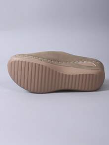 Women's New Round Toe Casual Slip-On Wedge Heel Loafers - Khaki - View 10