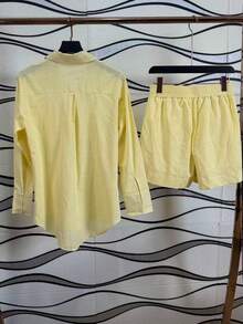 Women's Imported Linen Shirt / Button / Lining / / Women's - Kuning - View 3