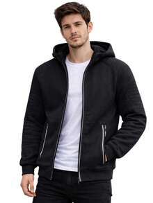 Jaqueta Moletom Masculina Forrada, Qualidade, conforto e muito estilo. - Preto - Visão 3