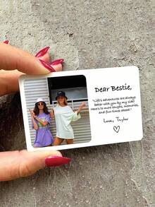 1pc Customizable Photo Wallet Card, Greeting Card, Personalized Photo Wallet Insert Card, Anniversary Photo Greeting Card, Photo Love Letter Card, Customizable Photo And Personalized Text, Wallet Accessory, Fashion, Valentine's Day Gift, Anniversary Gift, Christmas Gift, Birthday Gift, Wedding Gift, Engagement Gift, Elegant Romantic, Couple Gift, Photo Love Letter Greeting Card - Multicolor - View 4