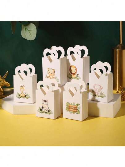 10 pièces/paquet Boîte cadeau de faveur de fête, bonbons et biscuits, design forêt et papillon, convient pour anniversaire, fêtes