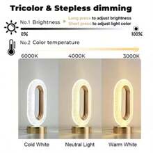 1pc Oval Crystal Desk Lamp, Acrylic Track Lighting, USB Powered, 3-Color Adjustable LED Desktop Decor Suitable For Bedroom, Living Room Or Home Office - Perfect Gift Choice, Office Lighting, Party & Dinner Decoration, Holiday Lighting, Decorative Lamp, Night Light - Multicolor - View 5