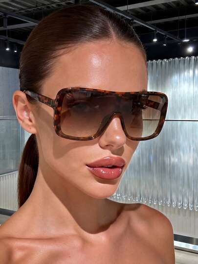 1 Pair Unisex Shield-Shaped Fashionable Glasses, Suitable For Daily Wear, Elegant And Versatile, Ideal For Summer Beach Vacation, Outdoor Activities And Travel