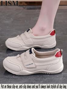 LISM 1 đôi giày thể thao nữ cổ thấp bằng da màu trắng, kiểu dáng casual, đế mềm, dễ xỏ, hàng mới về mùa Xuân/Hè 2025. - Màu Khaki - Xem 4