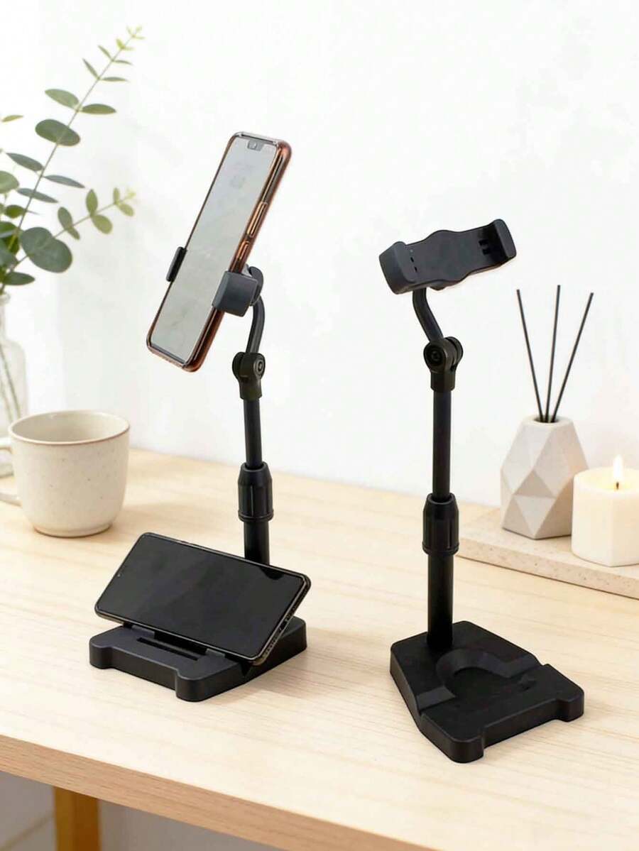 1个黑色ABS手机支架，直播俯拍支架，桌面可调节手机支架，桌面圆形底座支架 - 黑色 - 查看 1
