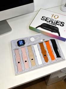 Reloj inteligente 7+1 Super 7, reloj deportivo para hombre y mujer, carga inalámbrica y llamadas Bluetooth, monitorización de hasta 106 deportes, compatible con Android e iOS - Rosa - Ver 6