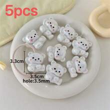 5pcs Cute Acrylic UV Stereoscopic Cartoon Animal Beads Straight Hole Handpainted Beads DIY Phone Charm Materials - Hand-drawn Animals - View 7