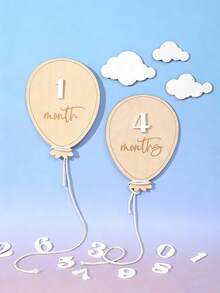 Bộ bảng đánh dấu cột mốc bằng gỗ hình bóng bay, bộ thẻ cột mốc có thể thay đổi, bảng thông báo sinh nhật hai mặt cho bé, bảng ghi lại sự phát triển hàng tháng của bé, phụ kiện chụp ảnh cho trẻ sơ sinh 1-12 tháng tuổi, bảng đánh dấu cột mốc bóng bay cho bé trai và bé gái, phụ kiện chụp ảnh kỷ niệm sự phát triển theo tháng bằng số. - Nhiều màu - Xem 7