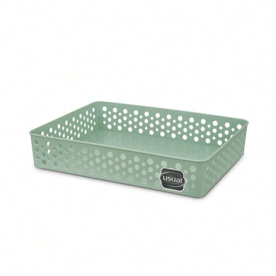 Set Of 6 Large Organizer Baskets (34x25 Cm) Multipurpose Ideal For Drawers And Cabinets - Green - View 1