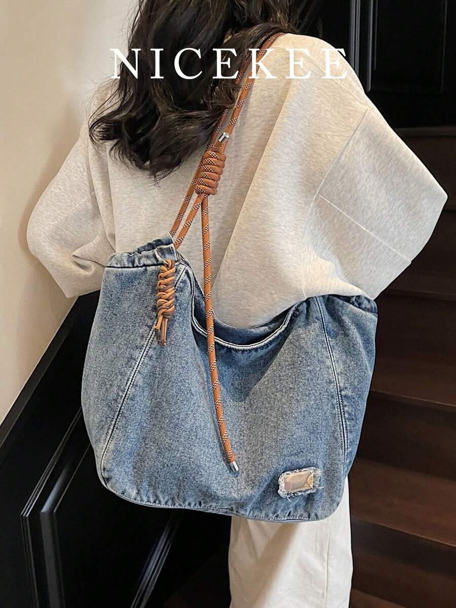 Fashionable Retro Popular Shoulder Bag, Simple Solid Color Large Capacity Casual Multifunctional Tote Bag, Niche Design Daily Generous Armpit Bag, Suitable For Shopping, Daily Outings, Gatherings, Commuting