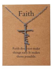 1pc, Lcherry Faith Cross Necklace, Women Religious Gifts, Women Christian Jewelry Gifts, Creative Small Gifts, Holiday Accessories, Birthday Party Supplies, Birthday Gifts, Party Favor Supplies - 1PC - View 11