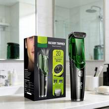 Beard Trimmer For Men: Vacuum Mustache Trimmer For Less Mess Waterproof- Rechargeable Electric Beard Cutting Kit With Adjustable Length Comb-Built-In Vacuum For Sideburns/Stubble - Green - View 6