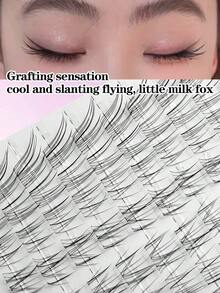 Waloshow 80 st mjuka och fina sneda vingögonfransar för bebisar, transparent stjälk, naturliga och kladdig älvliknande böjda ögonfransar - C - Visa 6