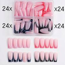 96 pezzi di set di unghie finte lucide e migliorate - colori misti, unghie finte da ballerina lunghe riutilizzabili in quattro motivi quadrati francesi, adatte come regalo di unghie per donne e forniture per unghie, perfette per San Valentino, matrimonio e Capodanno, che esaltano l'eleganza quotidiana - Multicolore - Visualizzare 11