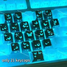 21 teclas con diseño de corazón y mariposa, retroiluminadas, impresión lateral OEM, compatibles con teclados mecánicos, estilo de teclas minimalista, diseño con forma de corazón, teclas con grabado lateral, reemplazo de teclas, para entusiastas de teclados - Mariposa del amor - Ver 1