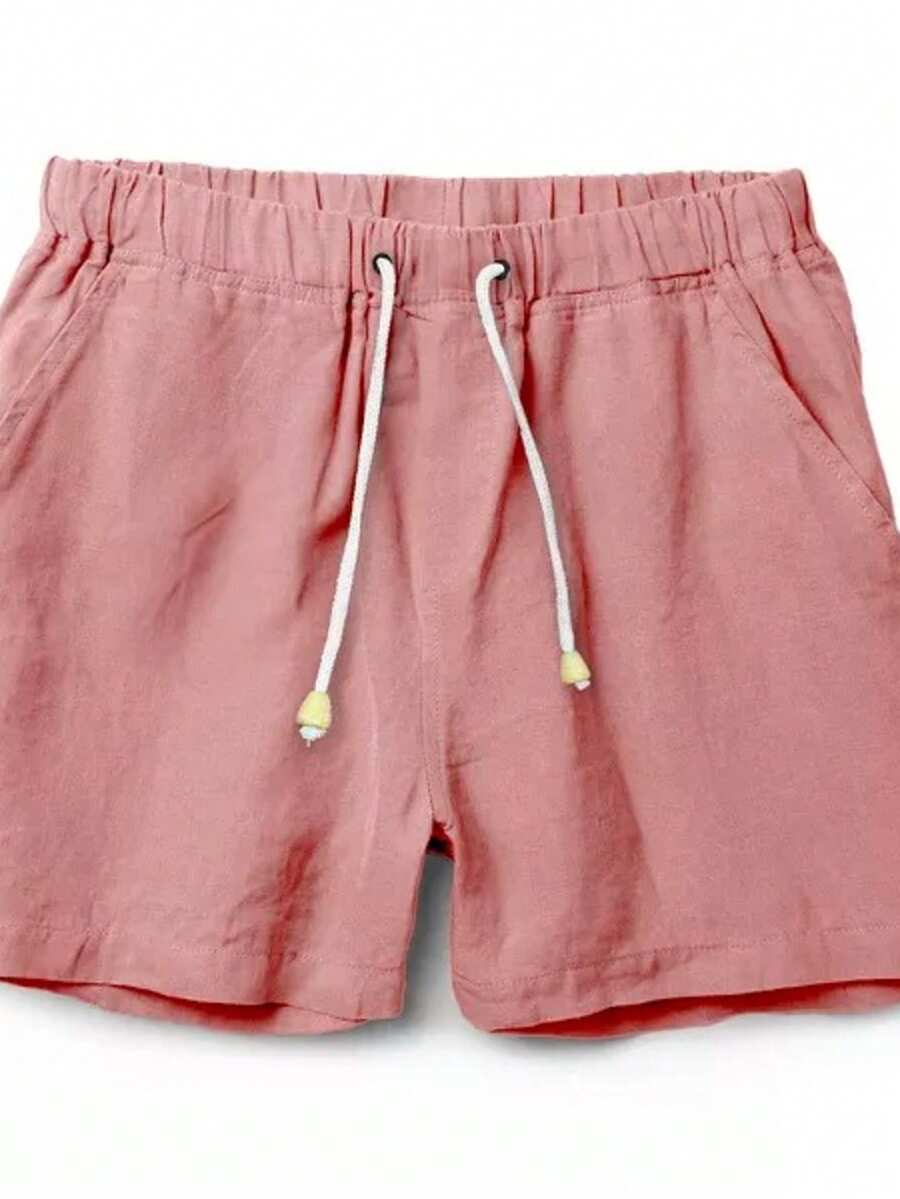 Mauricinho Summer Shorts, Regular Fit, Drawstring, Pocket, Linen - Coral Pink - View 1