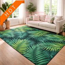 Modern Style, Tropical Plants, Green Foliage Regional Carpet.Bohemian Style. Rugs Living Room. Diamond Velvet Rectangular Low-Pile Carpet With Embossed Detail, Decorative Floor Rug For Living Room, Bedroom & All-Season Home Decor.Soft, Easy To Care For, Machine Washable - Multicolor - View 11