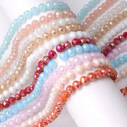 About 65-68pcs 8mm Center Hole Round Glass Beads, Solid Color Transparent Electroplated AB Beads For DIY Bracelets, Necklaces, Phone Chains, Keychains, Car Accessories And Other Craft Making