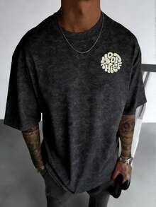 Zrgoth Men's Casual Versatile Minimalist Moon Thief Print Short Sleeve T-Shirt - Black - View 4