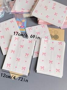 50个蝴蝶结爱心纸袋，糖果饼干包装袋，白色蝴蝶结扁平袋，派对礼品袋，适合情人节、复活节和日常使用 - 彩色 - 查看 8