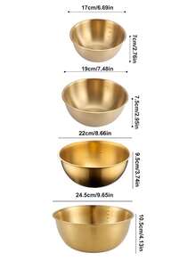 不锈钢搅拌碗、揉面碗、沙拉碗，适用于烹饪食物，厨房用具 - 彩色 - 查看 3