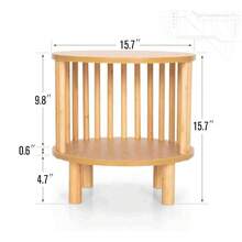 Set Of 2 Bamboo Round Nightstands With Storage, Ideal For Bedroom And Living Room - mặc định - Xem 2