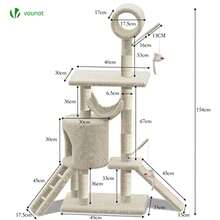 VOUNOT Cat Tree Tower Cat Condo With Sisal Scratching Post Multi Level Cat Climbing Frame Indoors Cat Activity Tree Beige XXL 4829370908695 - Beige - View 5