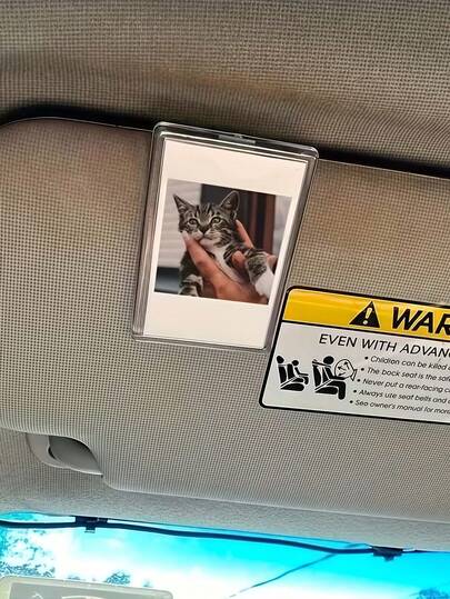 1pc Personalized Car Sun Visor Photo Frame Clip, Customized Photo Car Decor, Couple Gift, Cute Pet, Wallet Photo Frame, Fashionable, Car Accessories, Car Sun Visor, Vehicle Parts, Stylish Clip Design