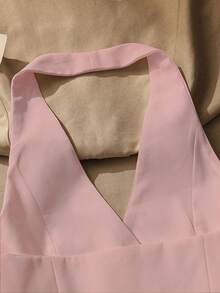 Women's Solid Color Halter Single-Breasted Fashionable Versatile Date Party Top Pink Casual Summer - Pink - View 5