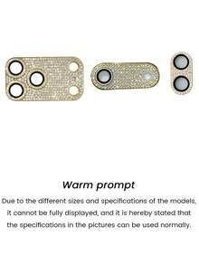 1pc Luxury Rhinestone Lens Film Compatible With IPhone 17ProMax/17 Pro/17Air/17, All-In-One Armored Lens Film, Imitation Original Anti-Fall Rear Camera Lens Film, Ultra-Clear Glass Film With AR/AF Anti-Glare Applicable To Daily Shield, Office, Home Daily Shield Office Home Lens Protector Phone Camera Cover Sparkling Crystal Waterproof Shockproof Scratch Resistant - Gold - View 10